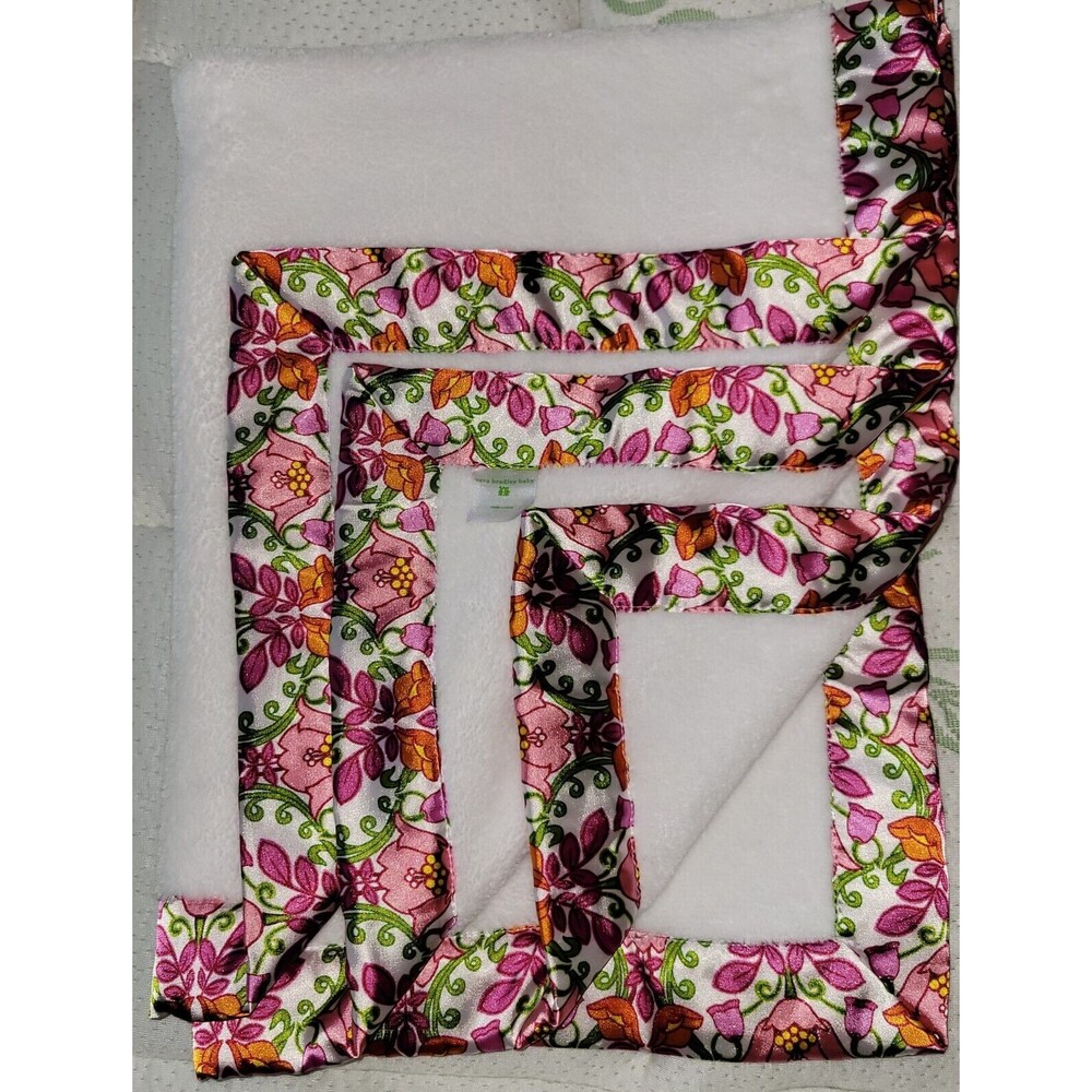 Vera Bradley Lilli Bell Baby Blanket Pink Soft Security Lovey Satin Floral 30"